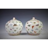 A pair of Chinese butterfly vases and covers in the Guangxu style,
