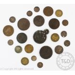 A selection of 18th century and later coins, to include an 1884 Borneo copper one cent,