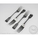 A set of Four George IV Irish silver table forks, Charles Marsh, Dublin 1830,