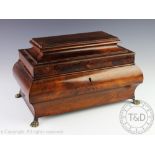 A William IV rosewood tea caddy,