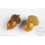 Two acorn form 19th century thimble cases,