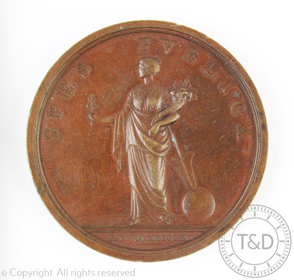 An early 19th century Princess Charlotte betrothal bronze medal, - Bild 2 aus 5