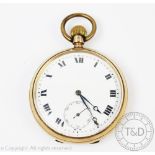 A Waltham Watch Co 9ct gold cased open face pocket watch,