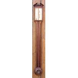 A 19th century mahogany and rosewood stick barometer, plate signed 'C A Canti Waranted',