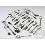 A selection of assorted silver flatware including two William Bateman II dessert spoons, 18cm long,