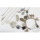 A collection of silver and silver coloured jewellery,