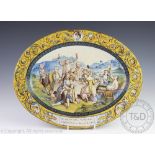 An Italian Maiolica oval dish in Urbino style,