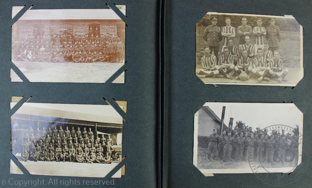 A collection of World War One military postcards, in one album,