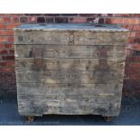 A vintage pine laundry / warehouse cart, with hinged lid, 108cm H x 117cm W x 62cm D,