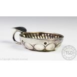 A French silver wine taster, the circular bowl with embossed and wrythen decoration,