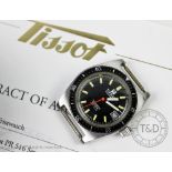 A Tissot Automatic Seastar PR516 wristwatch, the black dial with luminous batons,