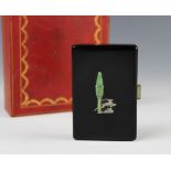 Property of a Lady Cartier Paris, A French Cartier Art Deco enamel, jade and diamond set compact,