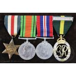 A World War II medal group of four and miniatures, unknown recipient,