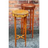 Two Edwardian Sheraton revival painted satinwood occasional tables,