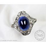 An Art Deco sapphire and diamond ring circa 1925,