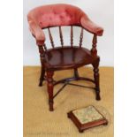 A late Victorian walnut captains type chair,