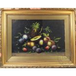 G Cole (English 20th Century), Pair of oils on board, Still life of fruit, Signed, 49cm x 33.