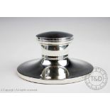 A silver capstan inkwell, A J Poole Birmingham 2003,