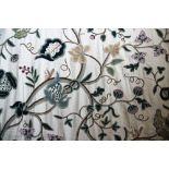 A crewel work 'Tree of Life' bed cover, worked with a tree, animals and elaborate foliage,