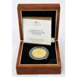 A London Mint 'Kangaroo' commemorative 1oz gold proof coin, 2014 25th anniversary, 99.99 gold, 31.