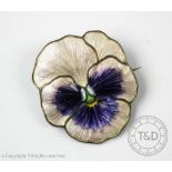 Marius Hammer, a Norwegian silver and enamelled pansy flower head brooch,