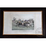 Hunt after Herring, 19th century hand coloured aquatint, Charles XIIth & Euclid - St Leger Stakes,