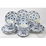 A Royal Copenhagen 'Onion' pattern blue and white coffee service for six comprising; six cups,