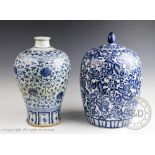 A Chinese porcelain Ming style Meiping vase, decorated with formal scrolling foliage and blossoms,