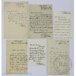 Alphonse Legros (1837-1911) - five hand written in French and signed letters to Alexander