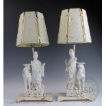 A pair of Chinese blanc de chine glazed lamp bases,