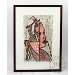 Chief Zacheus Olowonubi Oloruntoba (1934 - 2014) Mixed media, pen and ink, Titled 'Human thinking',