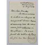 Alphonse Legros - French (1837-1911) - a hand written in French and signed letters to Alexander