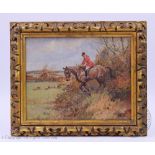 English school - early 20th century, Oil on board, Hunting scene - Hunt Master and hounds,