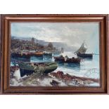 Italian School - mid 20th century, Two oils on canvas, Harbour scenes,