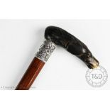 A Victorian silver mounted walking cane, Birmingham 1890,