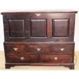 An 18th century and later oak mule chest / coffer on chest,