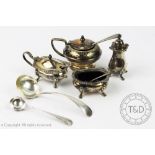 A three piece silver condiment set, Birmingham 1968,