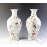 A large pair of Chinese porcelain famille rose vases, 19th century,