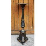 A Regency bronzed metal jardinière stand, detailed with acanthus leaves on tri-form base,