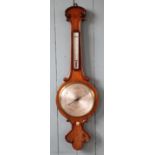 A Victorian rosewood banjo shaped barometer, the circular silvered dial named 'D.