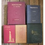 A selection of books on Telephony, with an oak cased Academy gramophone, four vintage headphones,