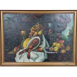 Dutch School (20th century), Oil on canvas Still life of seafood,