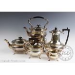A George V silver five piece tea and coffee service, James Deakin & Sons, Sheffield 1910 and 1911,