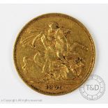 A Queen Victorian young head gold Sovereign 1879,