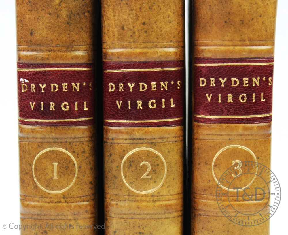 DRYDEN (J), THE WORKS OF VIRGIL, 3 vols, engraved frontis to Vol 1 and numerous engraved plates, - Image 2 of 3