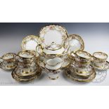 A Salisbury China 'Chelsea' pattern tea service, with floral decoration and gilt borders,