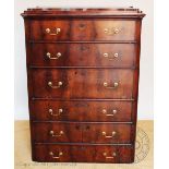A Victorian mahogany Wellington type secretaire chest,