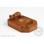 A Robert 'Mouseman' Thompson carved oak ash tray,