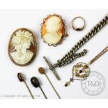 An Edwardian garnet and seed pearl set pendant,