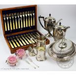 An assorted collection of silver plate to include;
